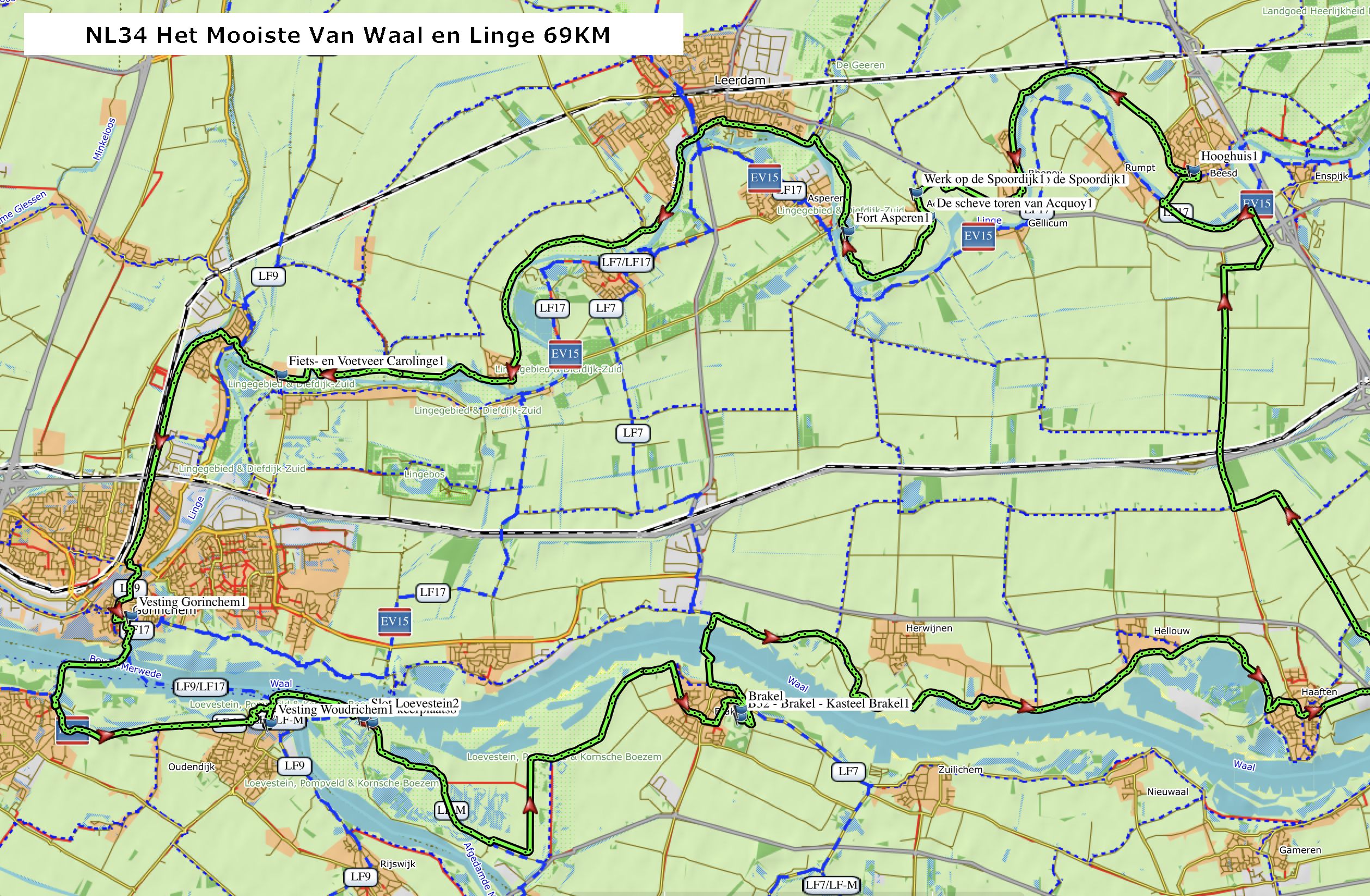 Fietsroute 2083122: Het mooiste van de Waal en de
