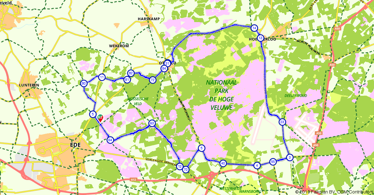 Fietsroute 642685: Een rondje om de Hoge Veluwe 