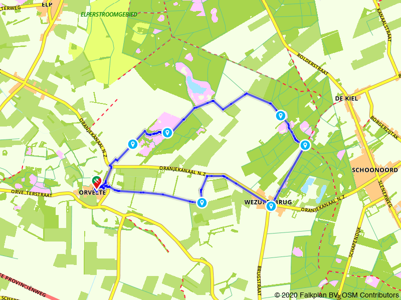 Rondje Woldring's Meertje en Wezuperbrug vanuit Orvelte