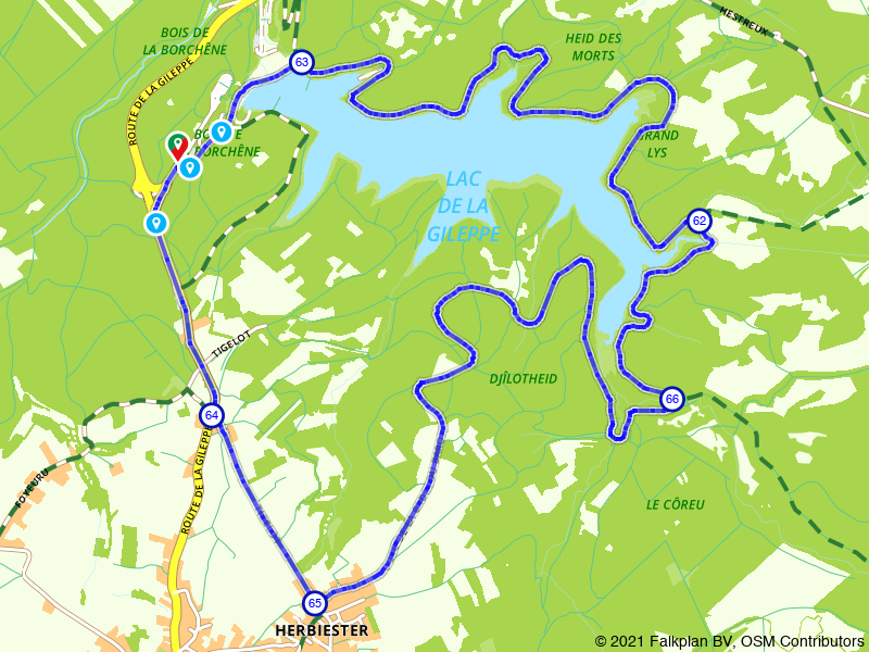 Fietsroute Rond het meer van de Gileppe route map image