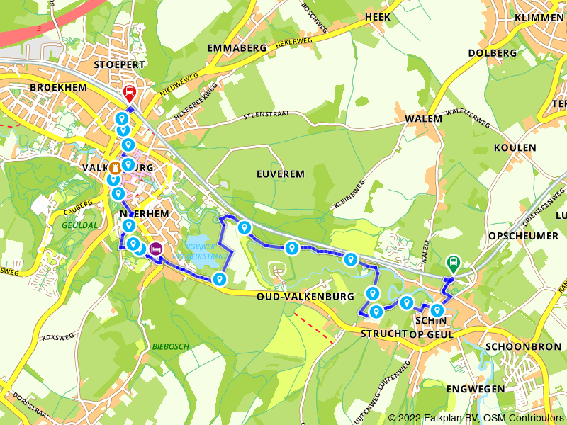 Wandelen van station Schin op Geul naar station Valkenburg route map image