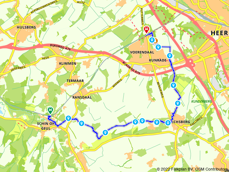 Wandelen van station Schin op Geul naar station Voerendaal route map image
