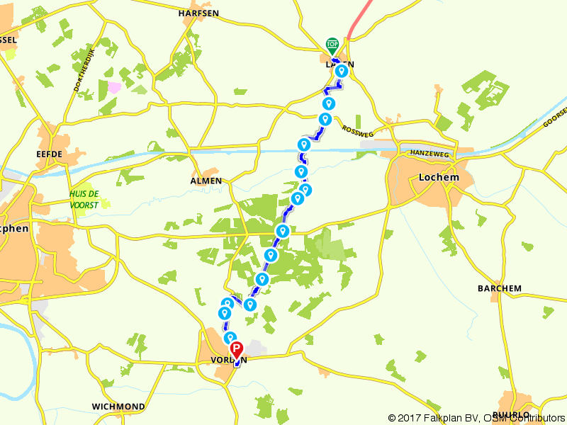 De dertiende etappe van het Pieterpad route map image