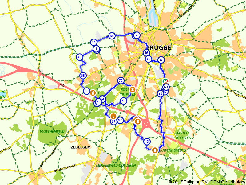 Fietsroute 558035 - Bewonder kastelen in de bossen rondom Brugge