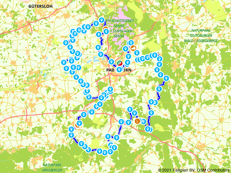 Kaart van route 575200 - De Paderborner Land Route
