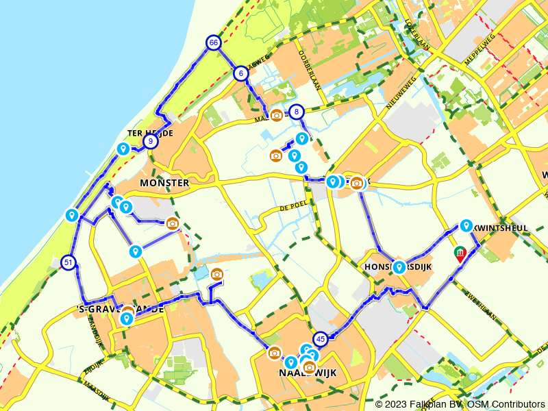 Courgette soep fietsen langs leuke stalletjes in het Westland route map image