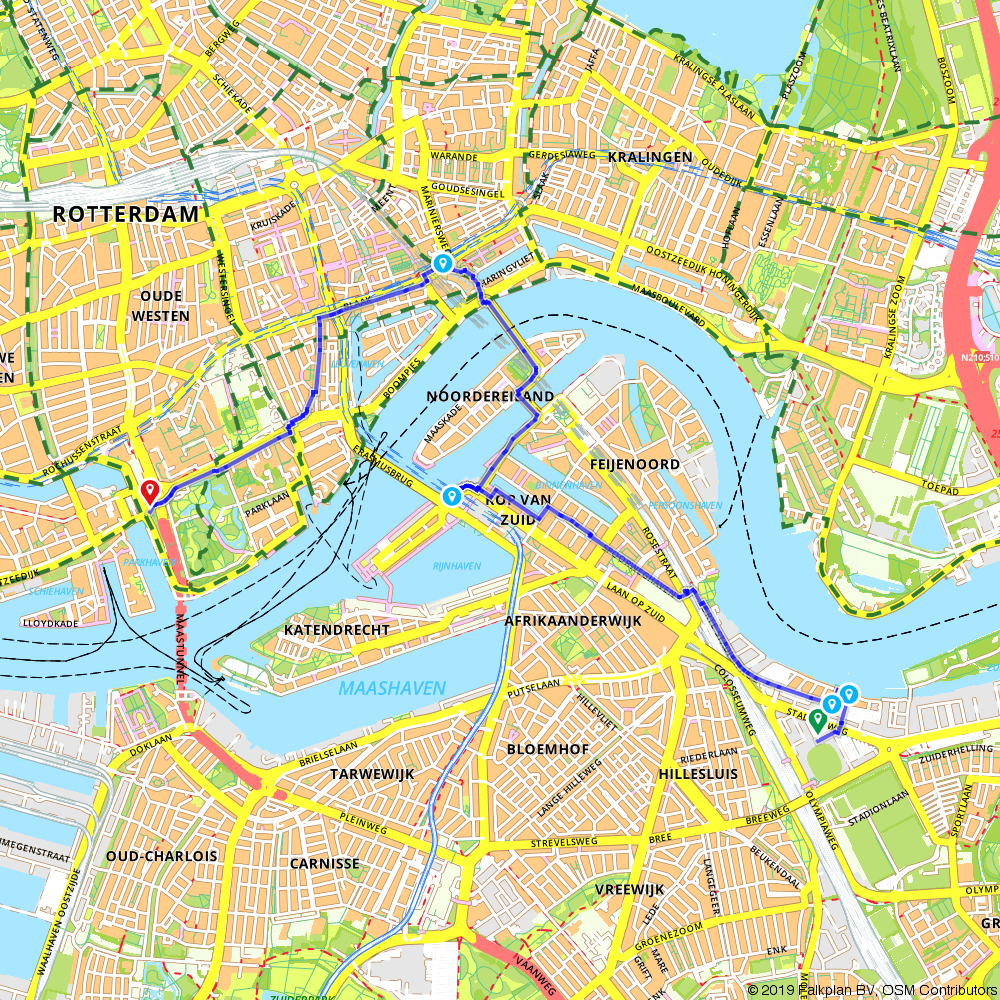 Route through Rotterdam WiskundeWalking - Rotterdam - Hiking route ...