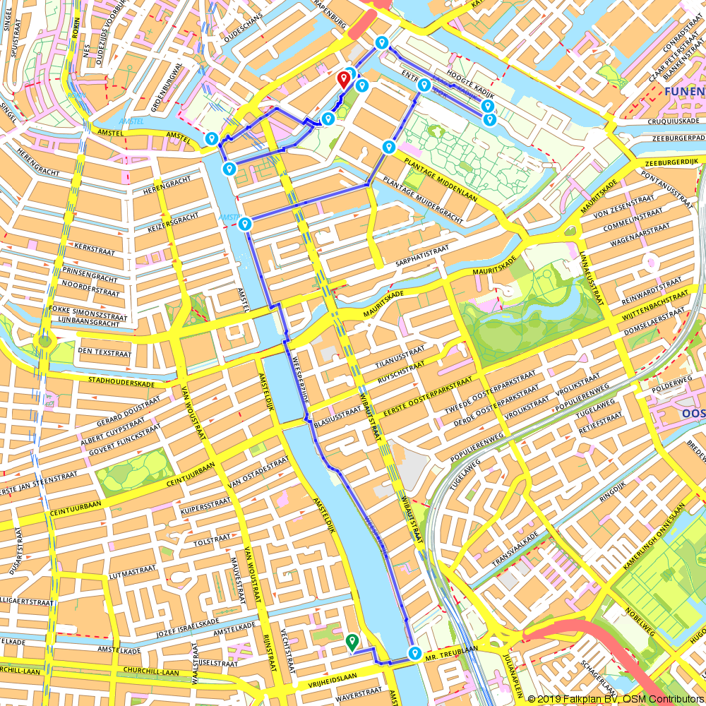 Amstel-Artis-Kadijk-Hortus-Waterlooplein - Amsterdam - Wandelroute ...