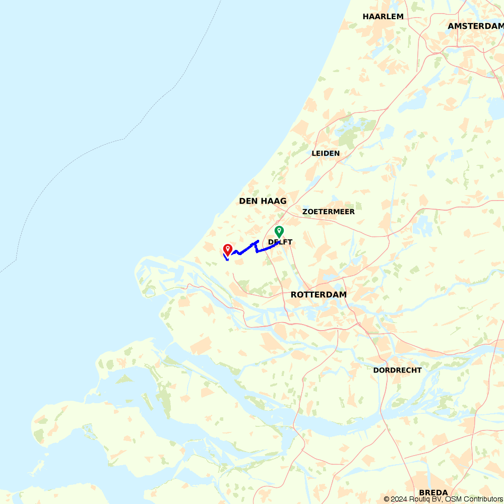 157717 Station Delft to Atlantic Wall route Hook of Holland