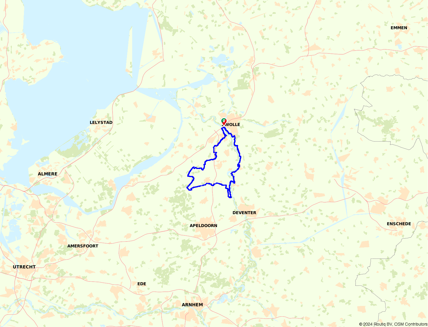 Routiq 296588 Round Zwolle / Olst / Epe / Hattum / Zwolle. 88.3 km