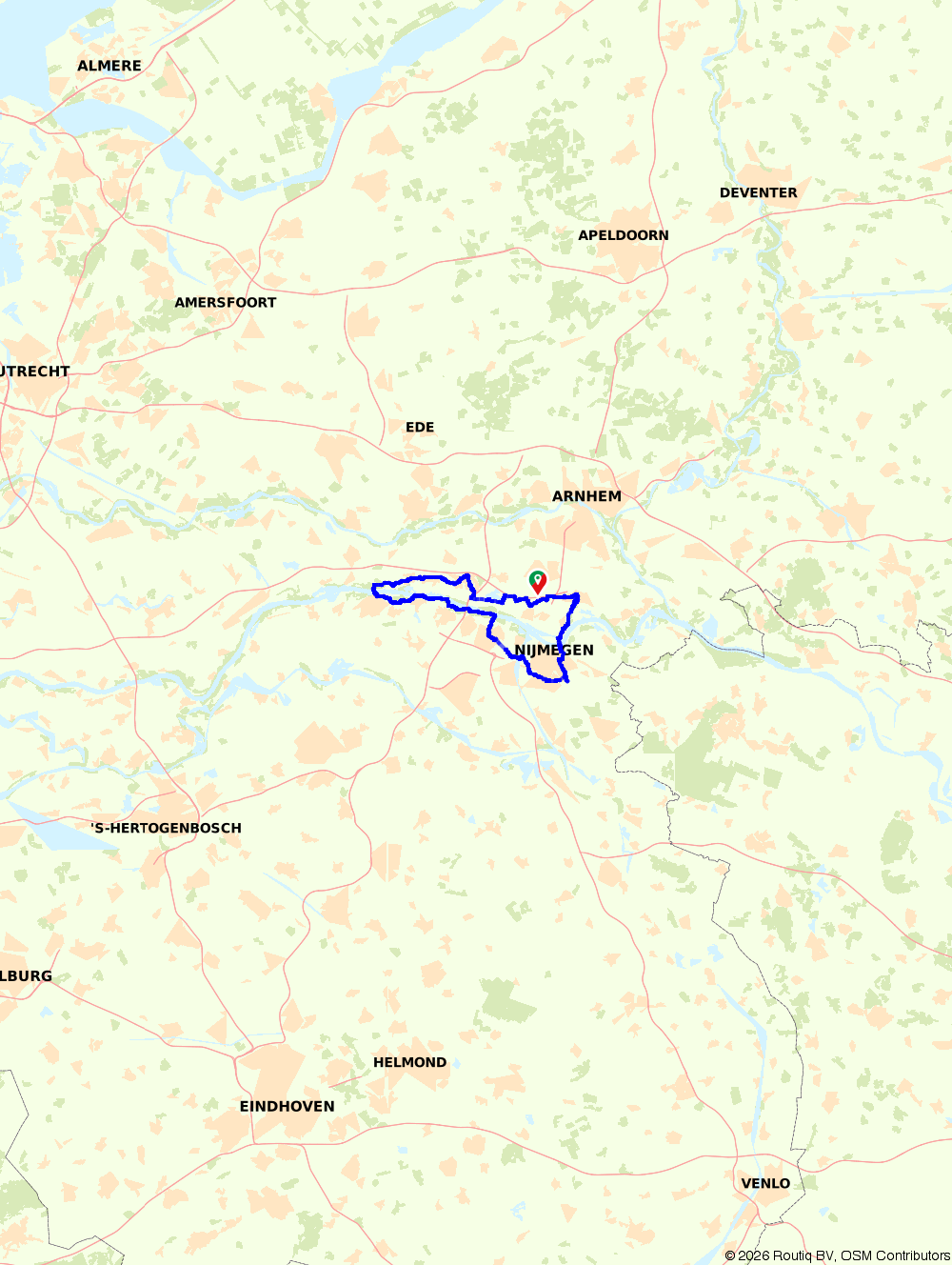 Fietsroute 576169: Fietsen langs de Waal naar Ni