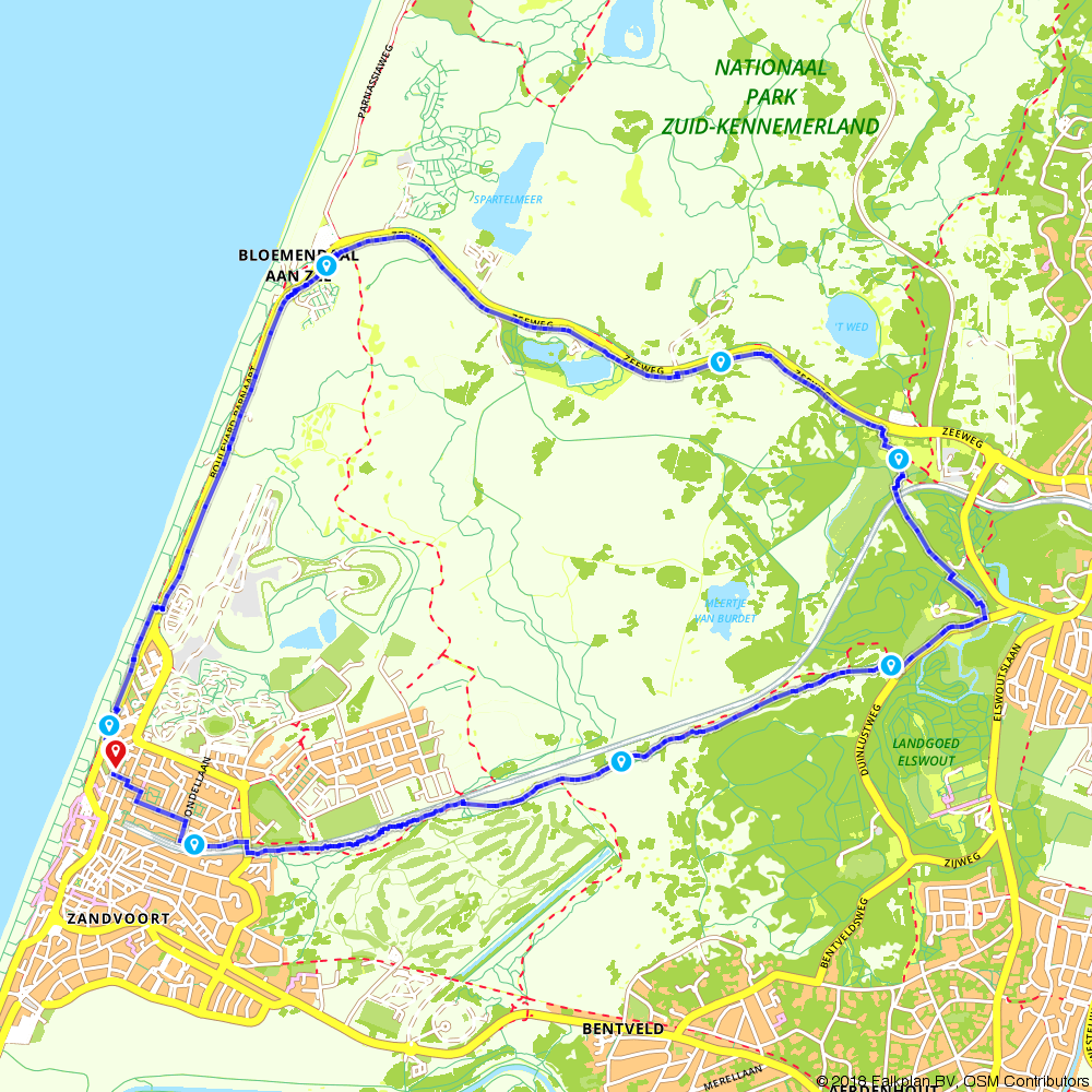 Route through Zandvoort - Zandvoort - Hiking route | Route.nl